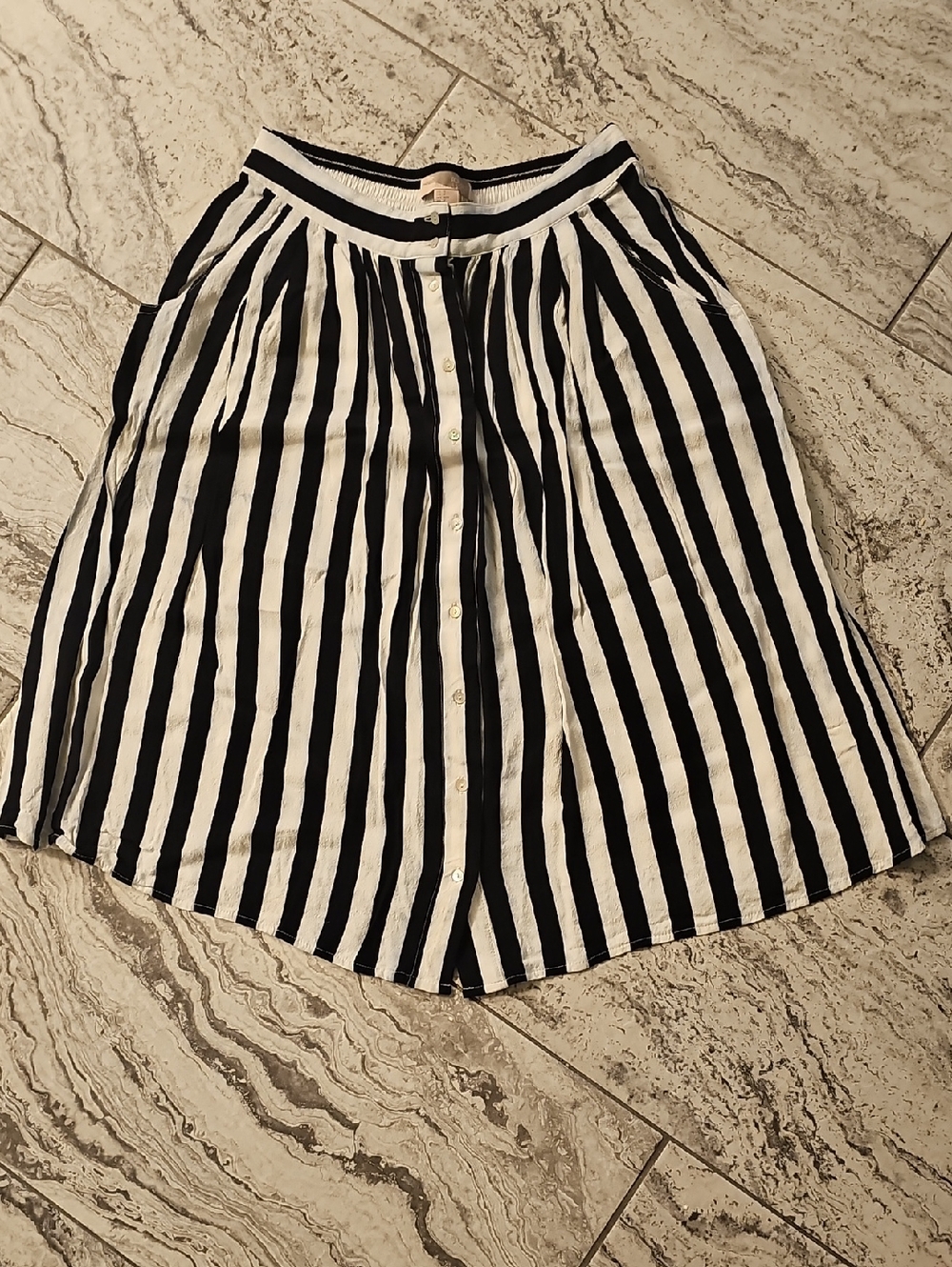 Forever 21 Black and White Striped Button-Front Skirt